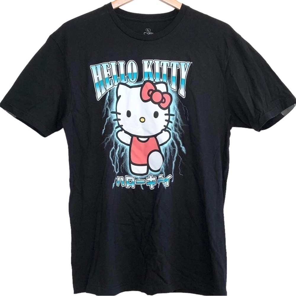 NEW, Hello Kitty, Black, Japanese, Lightening T-shirt, Large